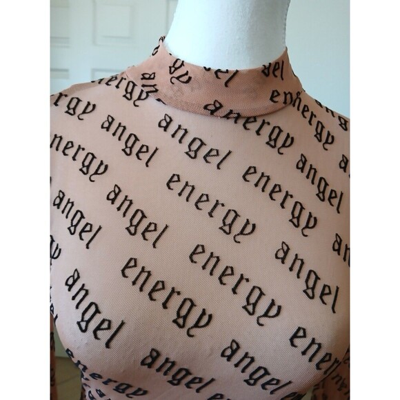 ASOS DESIGN angel energy flocked bodysuit in camel Size 8 - Picture 10 of 16
